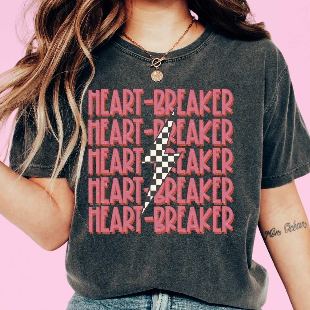 Heartbreaker With A Checkered Bolt Valentines Day DTF TRANSFER