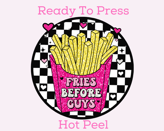 Faux Sequins Fries Before Guys (Checkered) Valentines Day DTF TRANSFER