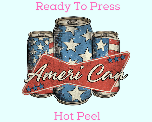 Retro Ameri-Can (Distressed) Patriotic DTF TRANSFER or UV DTF STICKER