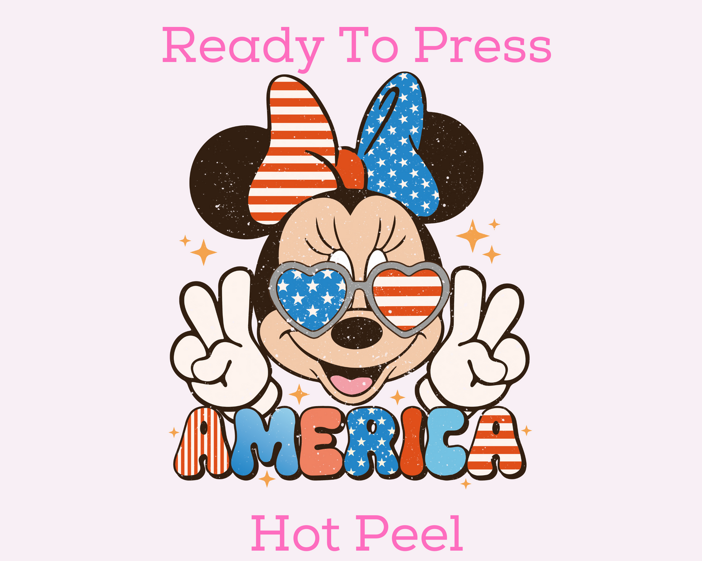 America Minnie Disney Patriotic DTF TRANSFER or UV DTF STICKER DECAL