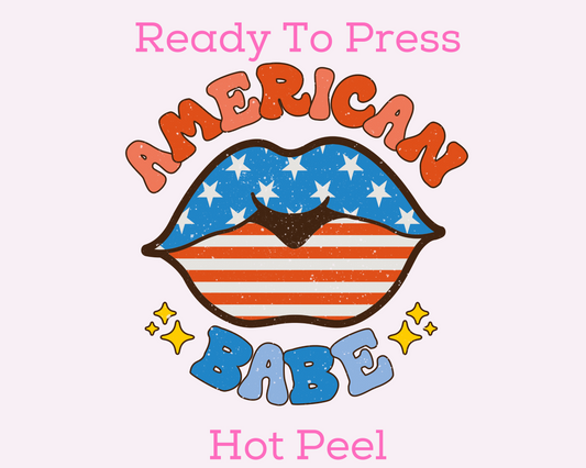 American Babe (Distressed) Patriotic DTF TRANSFER or UV DTF STICKER