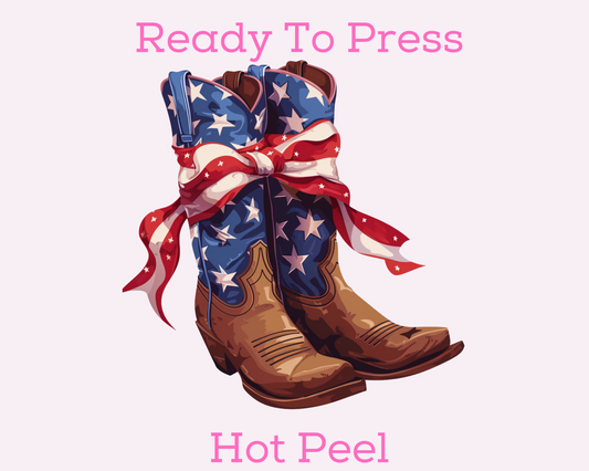 Cowgirl Boots Patriotic Coquette Western DTF TRANSFER