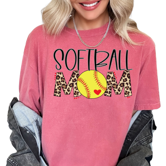 Leopard Softball Mom DTF TRANSFER or UV DTF STICKER DECAL