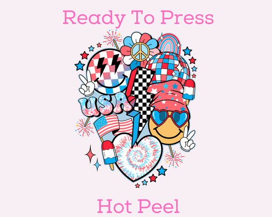 Retro USA Collage Patriotic DTF TRANSFER or UV DTF STICKER