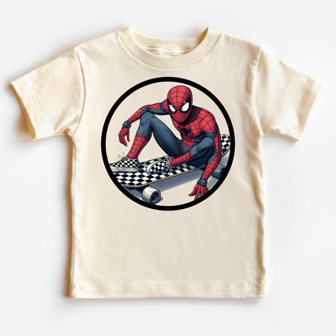 Skateboarding Spiderman Kids DTF TRANSFER