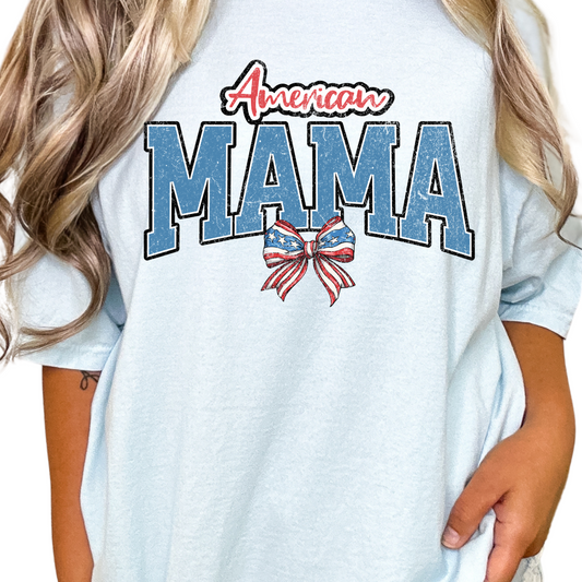 Coquette Bow American Mama 4th of July Patriotic DTF TRANSFER or UV DTF STICKER