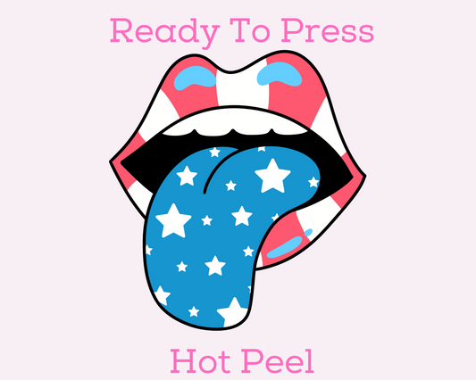 USA Lips Tongue Patriotic DTF TRANSFER or UV DTF STICKER DECAL