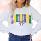 Louisiana Coquette Bow Varsity (Distressed) Trendy Mardi Gras DTF TRANSFER