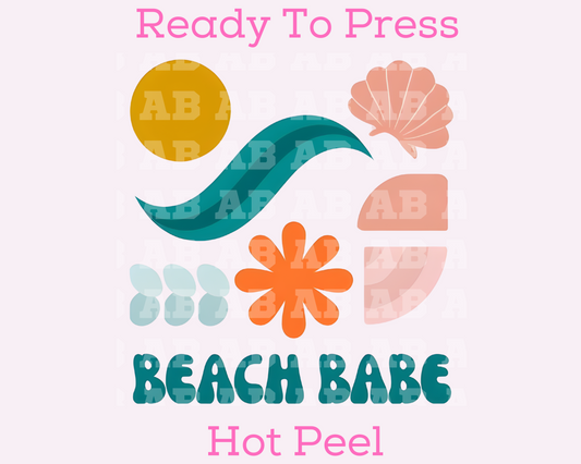 Beach Babe Retro Collage Summer DTF TRANSFER or UV DTF STICKER