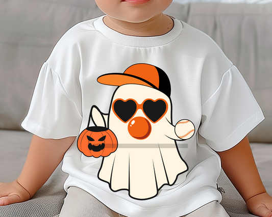 Boy Baseball Ghost Blowing Bubble Halloween DTF TRANSFER