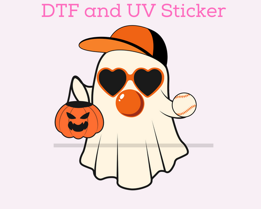 Boy Baseball Ghost Blowing Bubble Halloween DTF TRANSFER