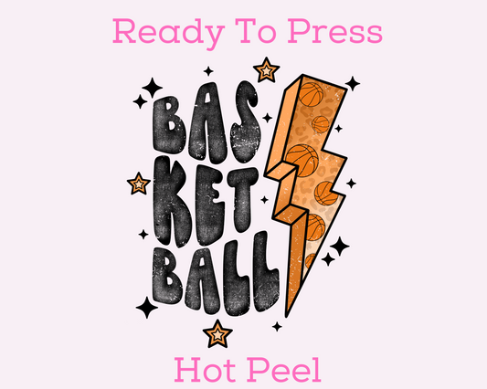 Basketball Bolt Distressed DTF TRANSFER