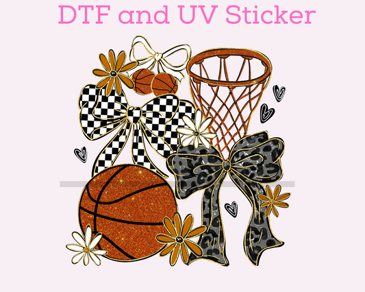 Basketball Coquette Bow Collage DTF TRANSFER or UV DTF STICKER