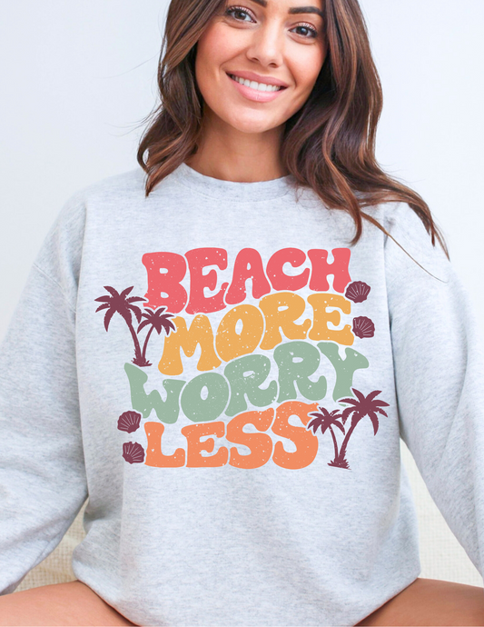 Beach More Worry Less Summer DTF TRANSFER or UV DTF STICKER