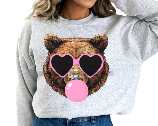 Bears Sports Mascot Blowing Bubble DTF TRANSFER or UV DTF STICKER