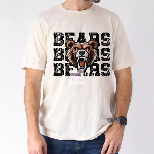 Faux Embroidery Distressed Bears Sports Mascot DTF TRANSFER or UV DTF STICKER