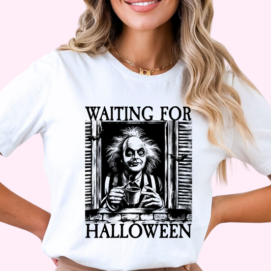 Waiting for Halloween Beetlejuice Halloween DTF TRANSFER or UV DTF STICKER