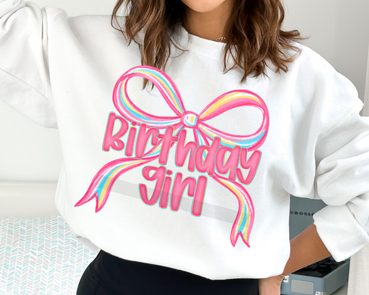 Birthday Girl with Bow DTF TRANSFER or UV DTF STICKER DECAL
