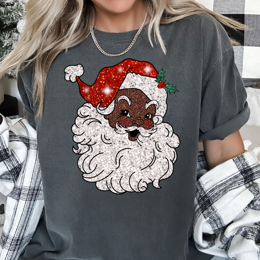 Black Santa (Faux Sequins) DTF TRANSFER