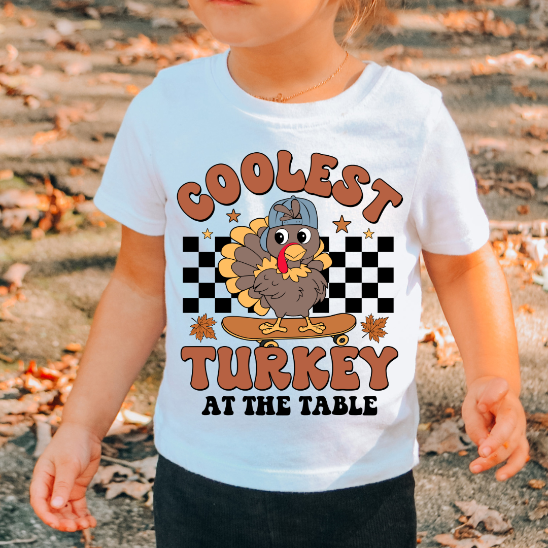 Coolest Skateboarding Turkey (Black) Thanksgiving DTF TRANSFER