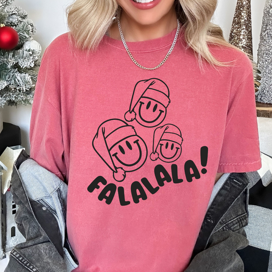 FaLaLaLa Smiling Santa's (Black Outline) Christmas DTF TRANSFER or UV DTF STICKER