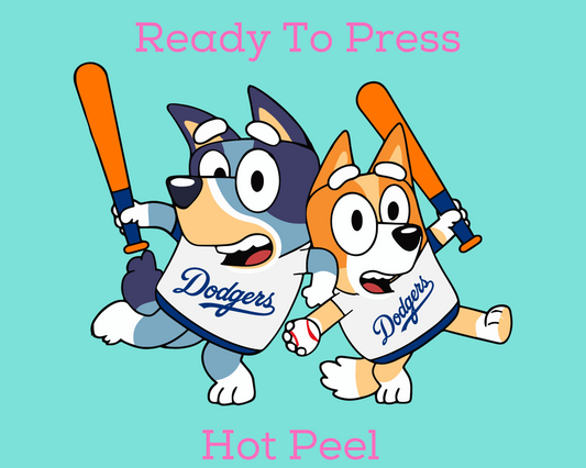 Bluey And Bingo Dodgers Baseball DTF TRANSFER