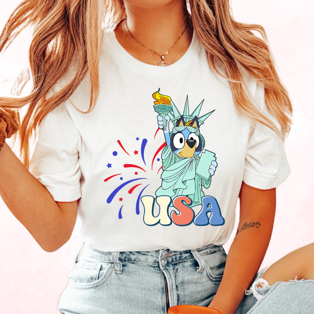 Statue Of Liberty Bluey Patriotic DTF TRANSFER