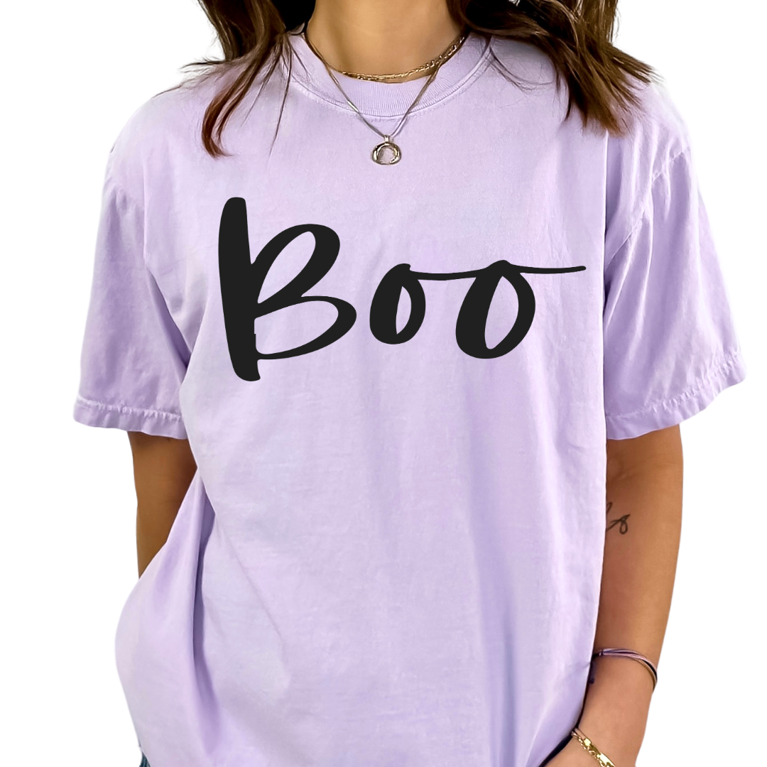 Boo Black Script Halloween DTF TRANSFER