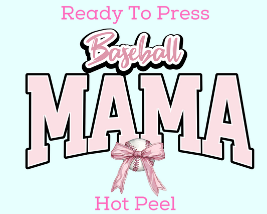 Coquette Bow Baseball Mama DTF TRANSFER