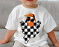 Boy Ghost Black and White Checkered Halloween DTF TRANSFER