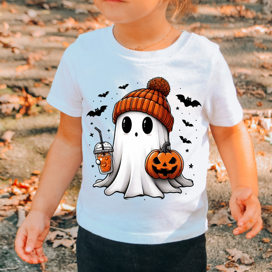 Beanie Ghost With Bats Halloween DTF TRANSFER or UV DTF STICKER