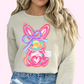 Pink Brushstroke Bunny With A Bow Easter DTF TRANSFER