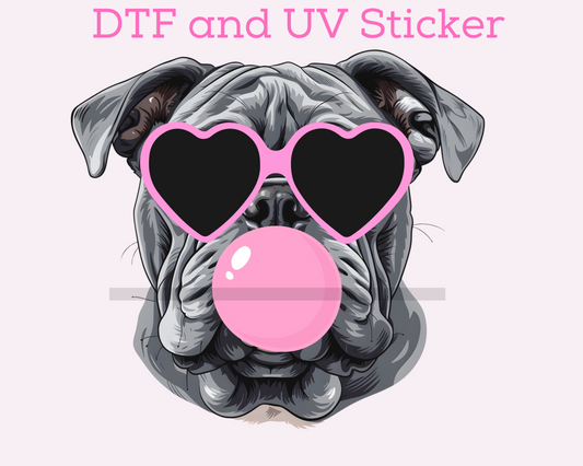 Bulldogs Blowing Bubble Sports School Mascot DTF TRANSFER or UV DTF STICKER