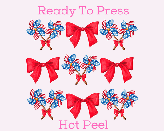 Patriotic Coquette Bow 4th of July DTF TRANSFER