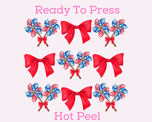 Patriotic Coquette Bow 4th of July DTF TRANSFER or UV DTF STICKER