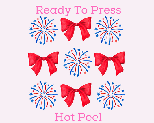 Fireworks & Coquette Bows 4th of July Coquette DTF TRANSFER