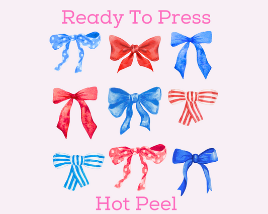 Patriotic Coquette Bow 4th of July DTF TRANSFER