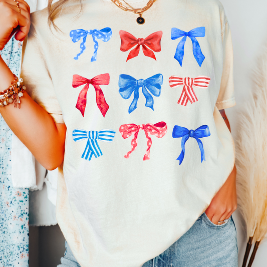 Patriotic Coquette Bow 4th of July DTF TRANSFER or UV DTF STICKER