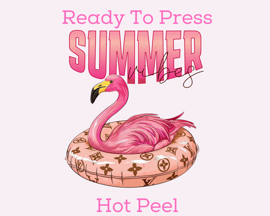 Flamingo Summer Vibes Luxury Summer DTF TRANSFER or UV DTF STICKER