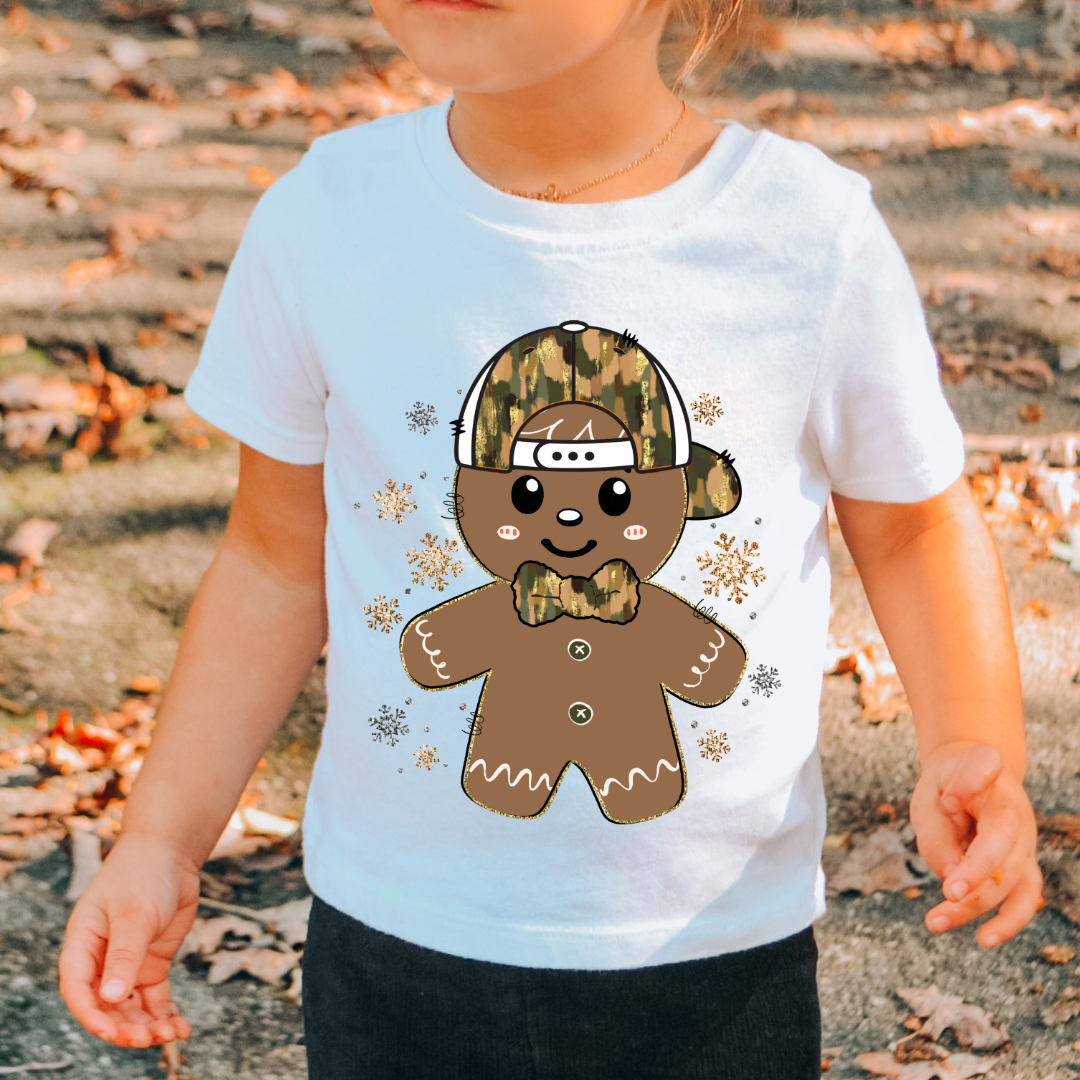 Brushstroke Camo Gingerbread Boy Christmas DTF TRANSFER