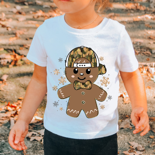 Brushstroke Camo Gingerbread Boy Christmas DTF TRANSFER  or UV DTF STICKER