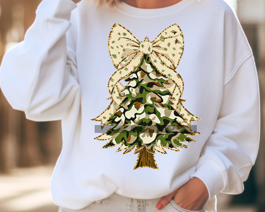 Camo Bow Christmas Tree Christmas DTF TRANSFER or UV DTF STICKER