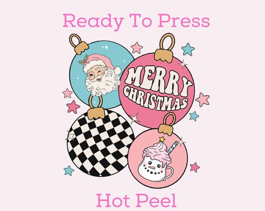 Checkered Christmas Ornaments DTF TRANSFER or UV DTF STICKER