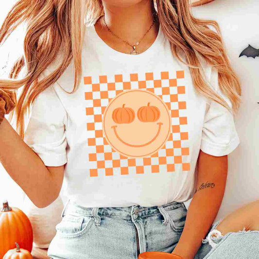 Checkered Pumpkin (Orange) DTF TRANSFER