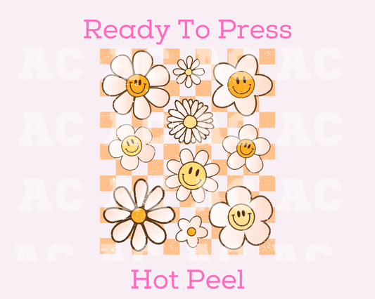 Checkered Spring Flowers DTF TRANSFER