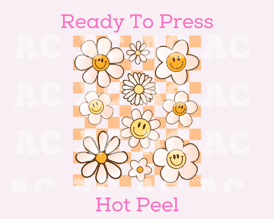 Checkered Spring Flowers DTF TRANSFER or UV DTF STICKER