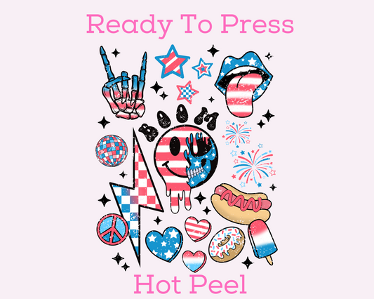 Retro USA Collage Patriotic DTF TRANSFER or UV DTF STICKER DECAL