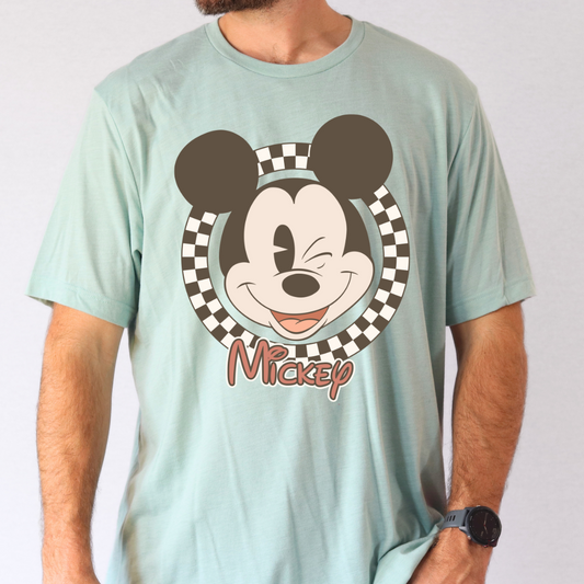 Winking Checkered Mickey Disney DTF TRANSFER