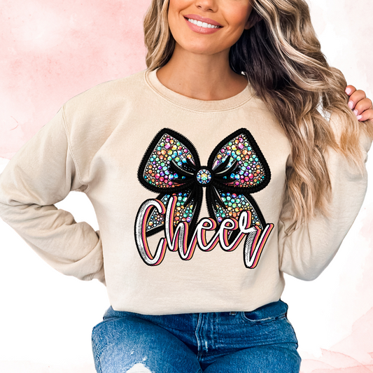 Faux Sequins Cheer Bow Faux Embroidery Cheer DTF TRANSFER