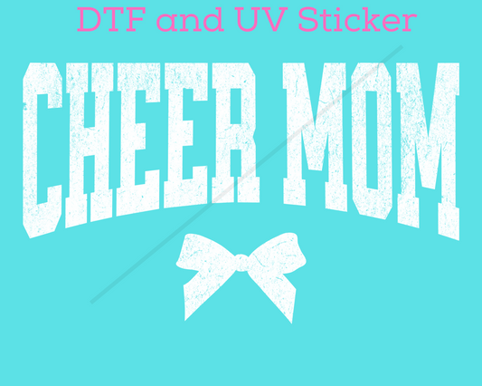 Cheer Mom with Coquette Bow DTF TRANSFER or UV DTF STICKER